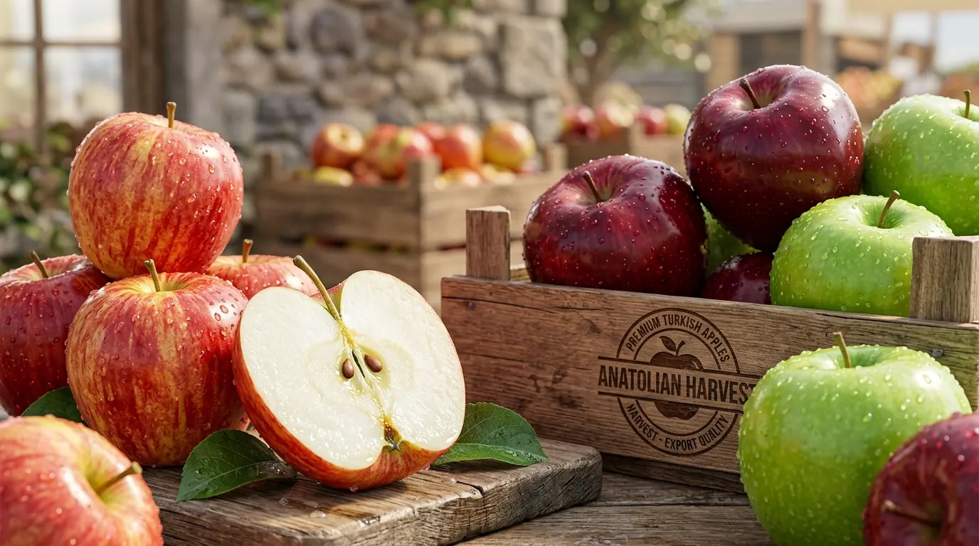 Crisp 8K Turkish Highland Apples export - Nilasya Global