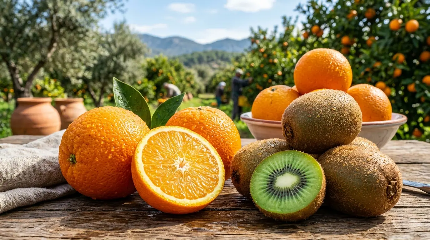 Vibrant 8K Hayward Kiwis and Mediterranean Oranges export - Nilasya Global