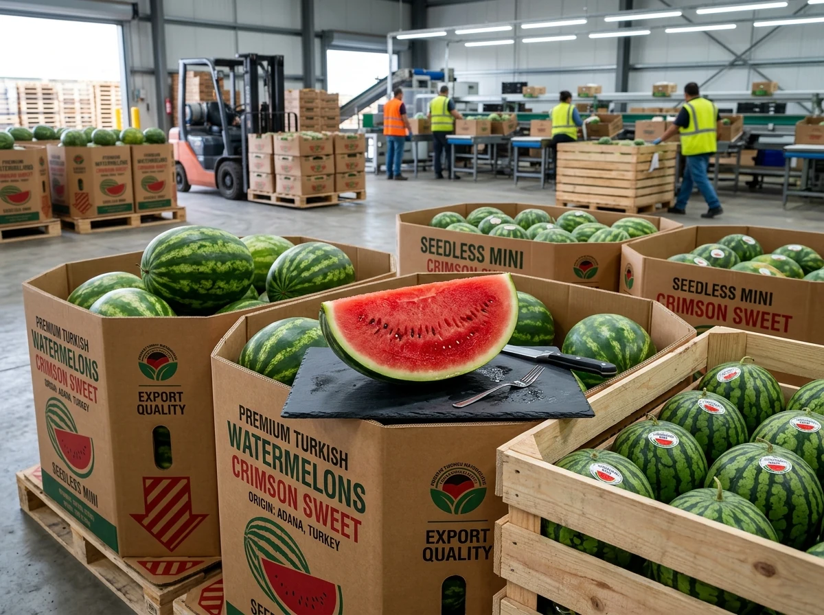 Turkish Watermelons (Crimson Sweet, Seedless, Baby Tiger) Turkish export packaging - Nilasya Global